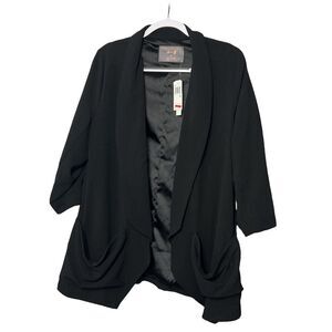 Melissa McCarthy Seven7 Black Open Front Blazer Jacket Plus Size 0X‎ Office